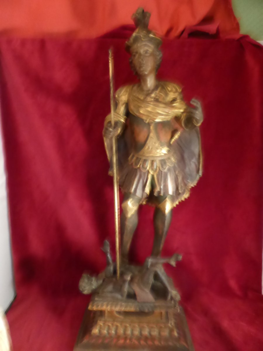 Saint Georges Statue Wood 18 Eme-photo-4