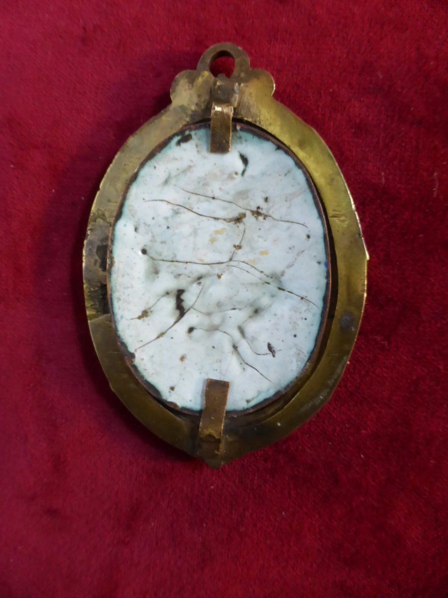 Medaillon En Email Vierge Et Angelots-photo-3