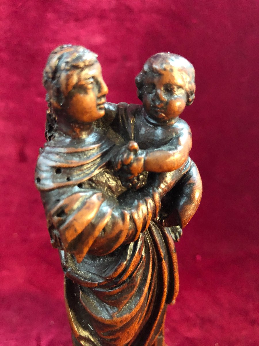 Vierge A L Enfant Bois XVIII Siecle-photo-3