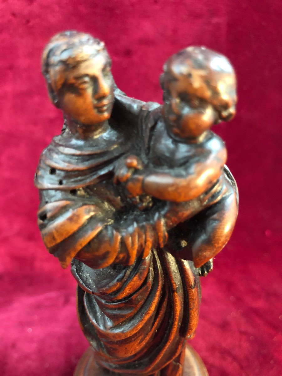 Vierge A L Enfant Bois XVIII Siecle-photo-1