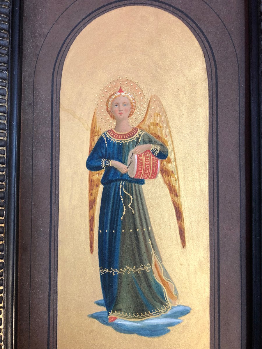 Anges Musiciens Miniatures A Tempera Fra Angelico fond or-photo-4