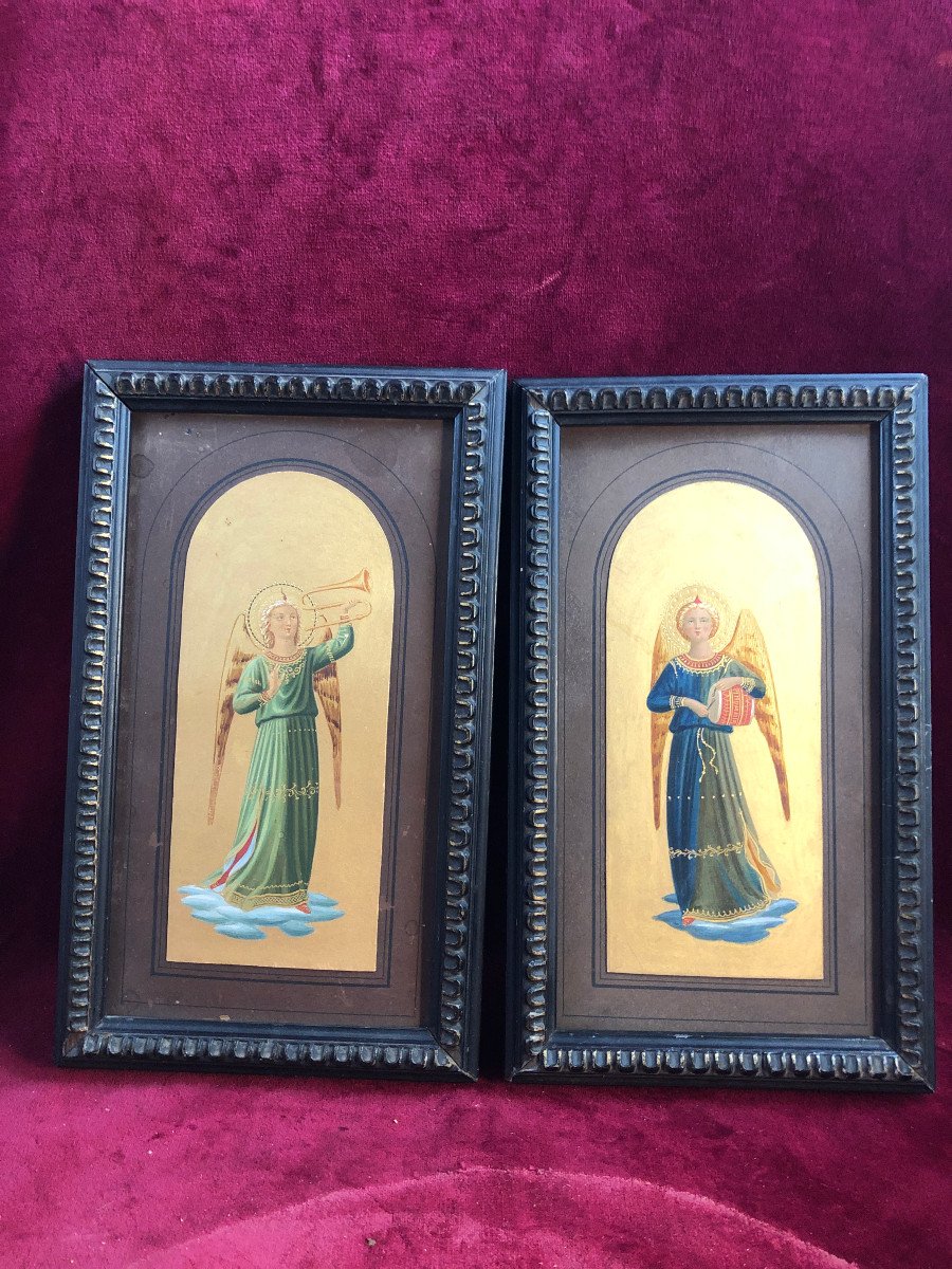 Anges Musiciens Miniatures A Tempera Fra Angelico fond or-photo-5