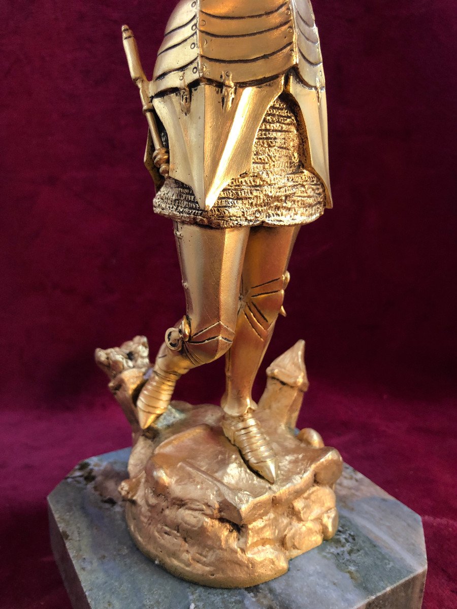 Jeanne D Arc Bronze Dore Chriselephantin-photo-1