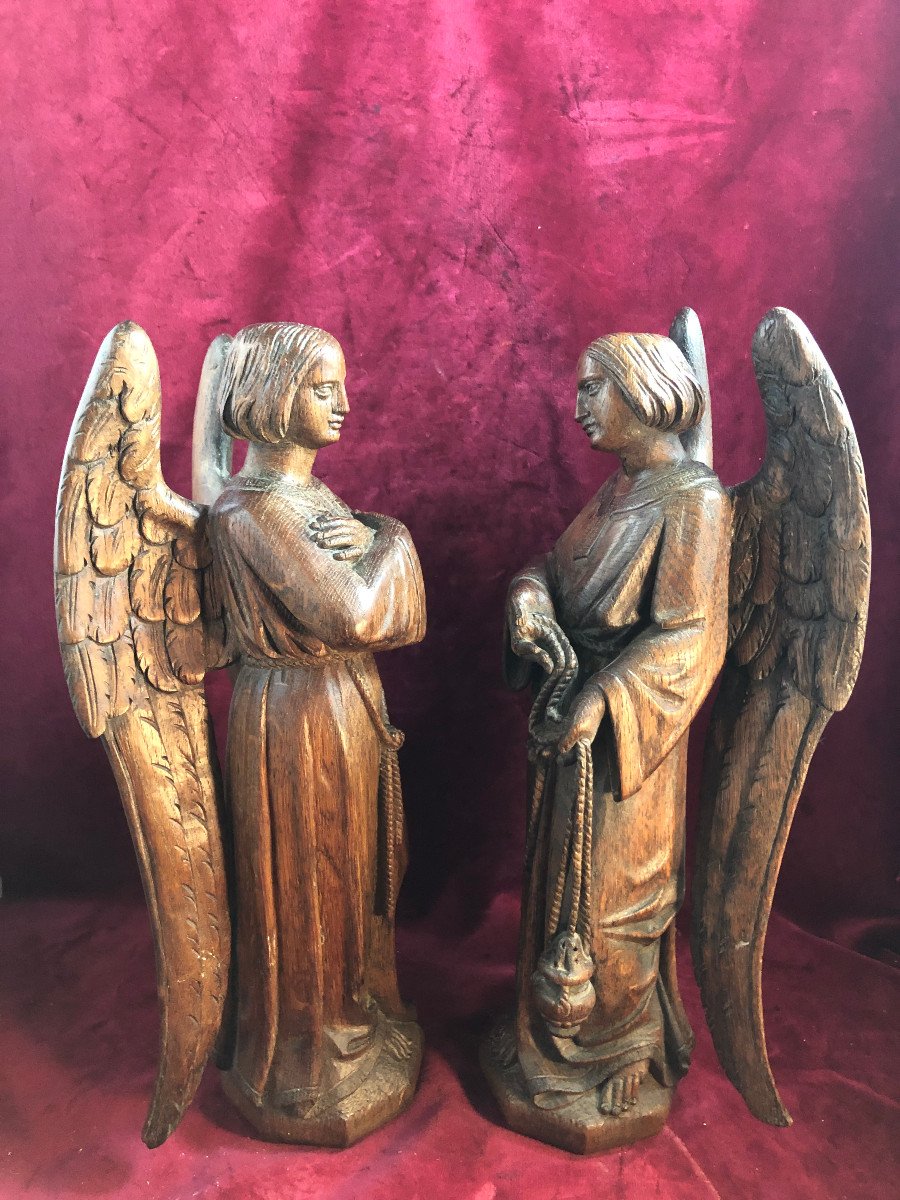Anges En Bois Paire-photo-2