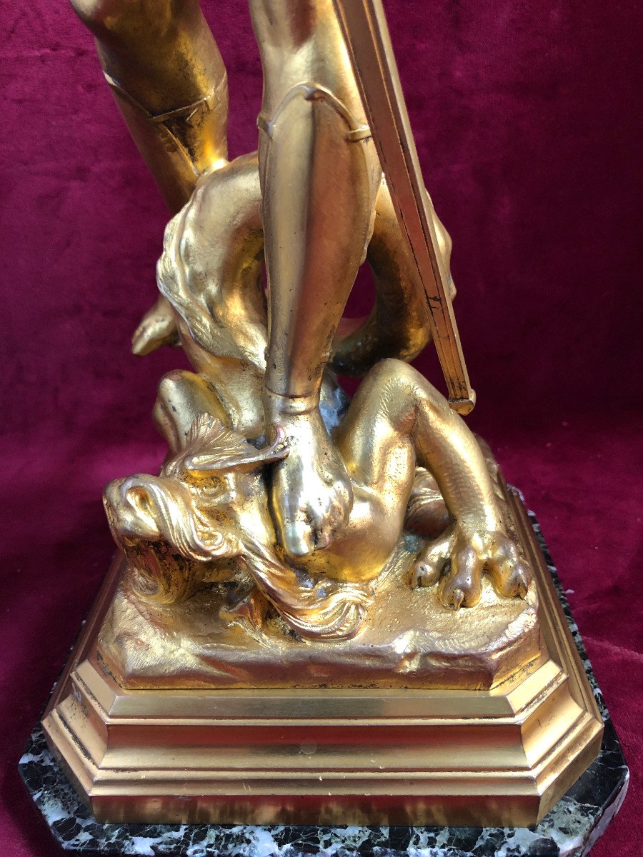 St Georges Bronze Dore Emile Picault-photo-3