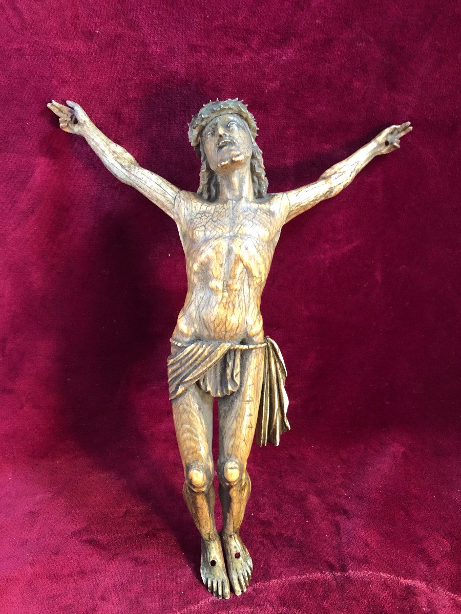 Christ En Ivoire Sculpte XVII Siecle