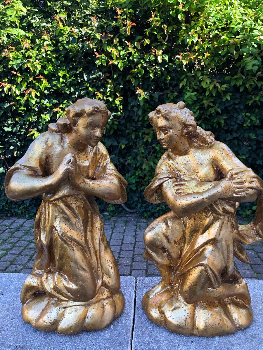 Anges Adorateurs D Autel Bois Dore-photo-1
