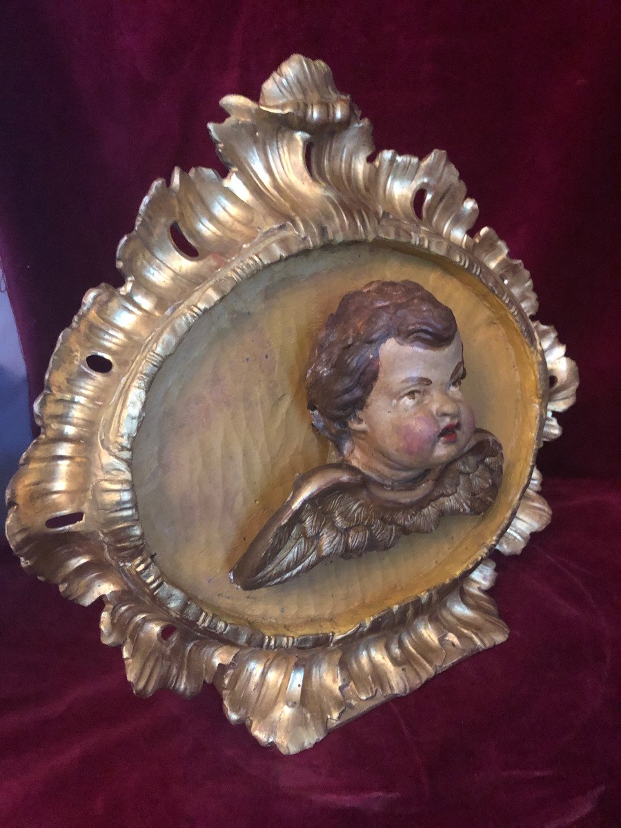 Angelot Dans Bois Dore Louisxv-photo-2
