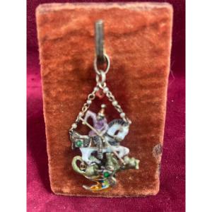Pendentif Argent Email St Georges