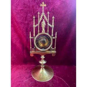 Monstrance Bronze Dore Neo Gothic Lunula Silver Sacre Coeur