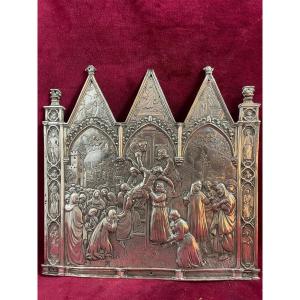 Neo Gothic Descent From The Cross Silver Plaque