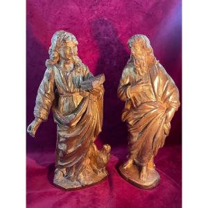 St Jean Et Apotre Bois Dore Statues