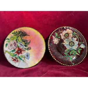 Assiettes En Email Fleurs Limoges