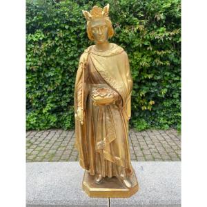 Saint Louis Gold Plated Cast Iron Statue