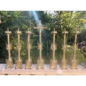 PARURE D AUTEL COMPLETE NEO GOTHIQUE BRONZE DORE
