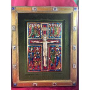EMAUX CLOISONNES CRUCIFIXION CHRIST HAUTE EPOQUE  