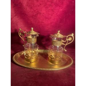 Gold-plated Brass And Crystal Cruets