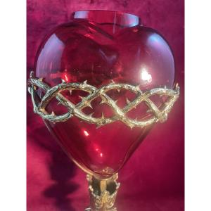 Gilded Bronze Sacred Heart Of Jesus Altar Night Light