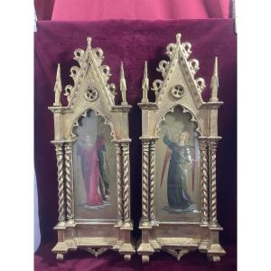 Fra Angelico Neo Gothic Diptych Gilded Frames