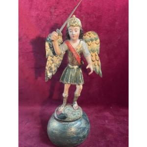 SAINT MICHEL  STATUETTE 18 EME SIECLE