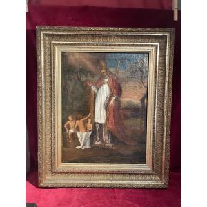 TABLEAU SAINT NICOLAS ET LES TROIS PETITS ENFANTS DANS LE SALOIR