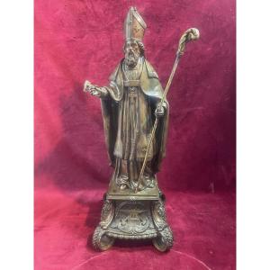 SAINT ELOI STATUE BRONZE PATRON DES METALLURGISTES