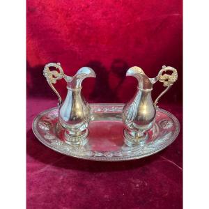 BURETTES ARGENT ET PLATEAU