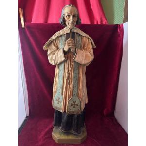 CURE D ARS JM VIANNEY STATUE CAPE BRODEE FIL D OR