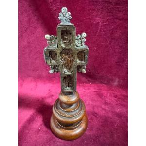 CROIX DU MONT ATHOS BUIS ET ARGENT