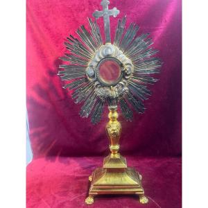 OSTENSOIR RAYONS ARGENT PIED BRONZE DORE
