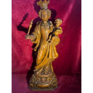 18th-century Varnished Terracotta Virgin And Child