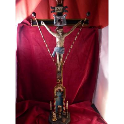 Crucifix Wooden Sculpt Popular Art