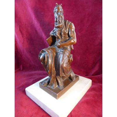 Moise Of Michel Bronze Angel On Base Marble