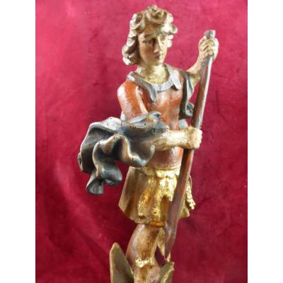 Saint Georges Statue Polychrome 18 Eme Siecle