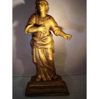 Personnage Biblique En Bois Sculpte Et Dore Du XVIII Eme Siecle