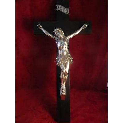 Crucifix En Argent Et Ebene De Macassar