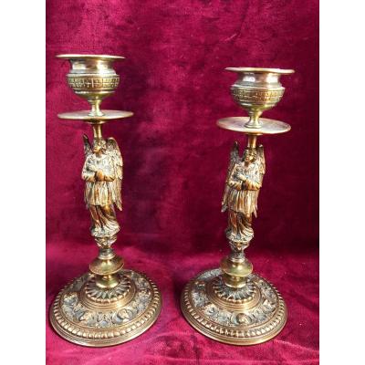 Bronze Angels Candlesticks