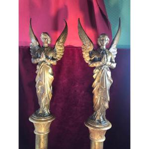 Anges Paire En Bronze 