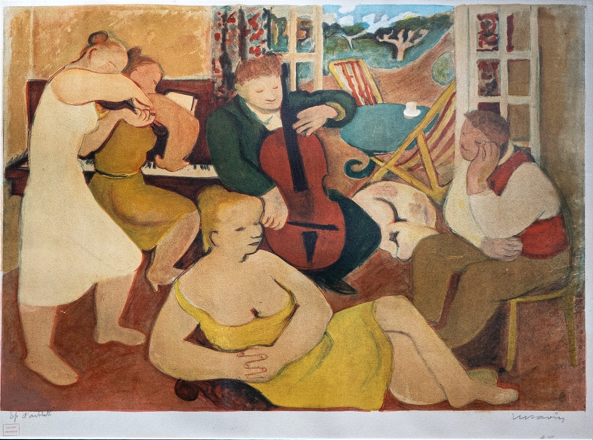 Lithographie - Maurice SAVIN (1894-1973) - Les musiciens 