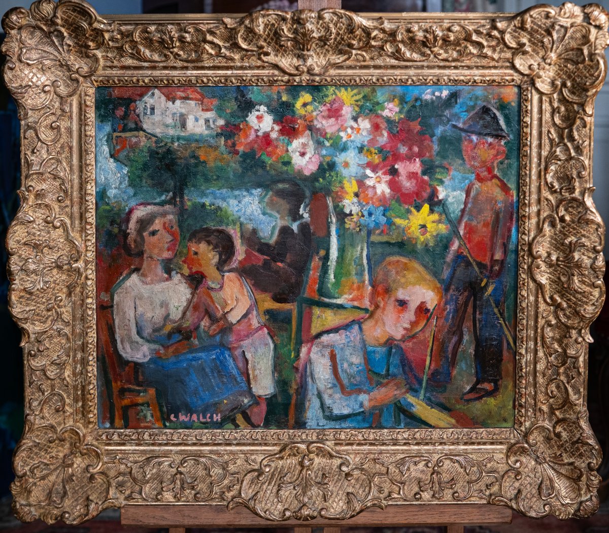 Charles Walch (1896-1948) - Family In A Flower Garden-photo-3