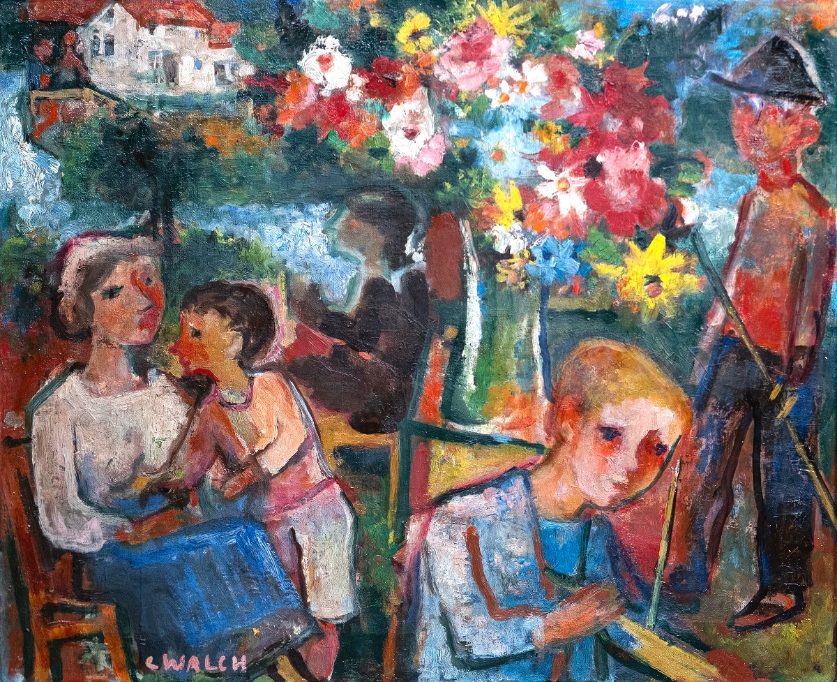 Charles Walch (1896-1948) - Family In A Flower Garden