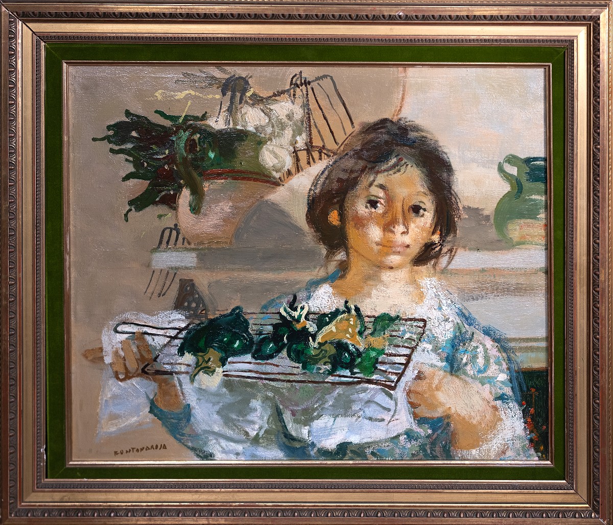 Lucien Fontanarosa (1912-1975) - Young Girl With Peppers -photo-2