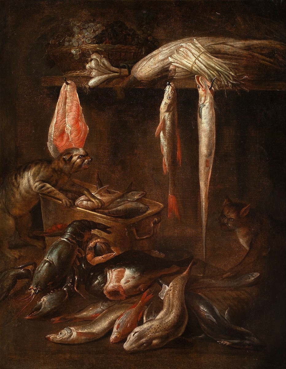 Northern School (17th Century) – Still Life With Fish And Cats 