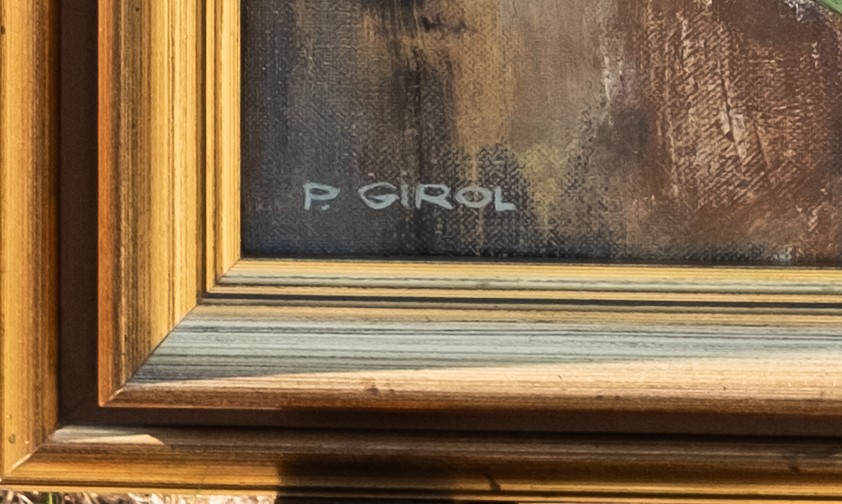 Paul Girol ( 1911-1988) - Composition aux physalis, grappes de raisins, branches de noisetiers -photo-3