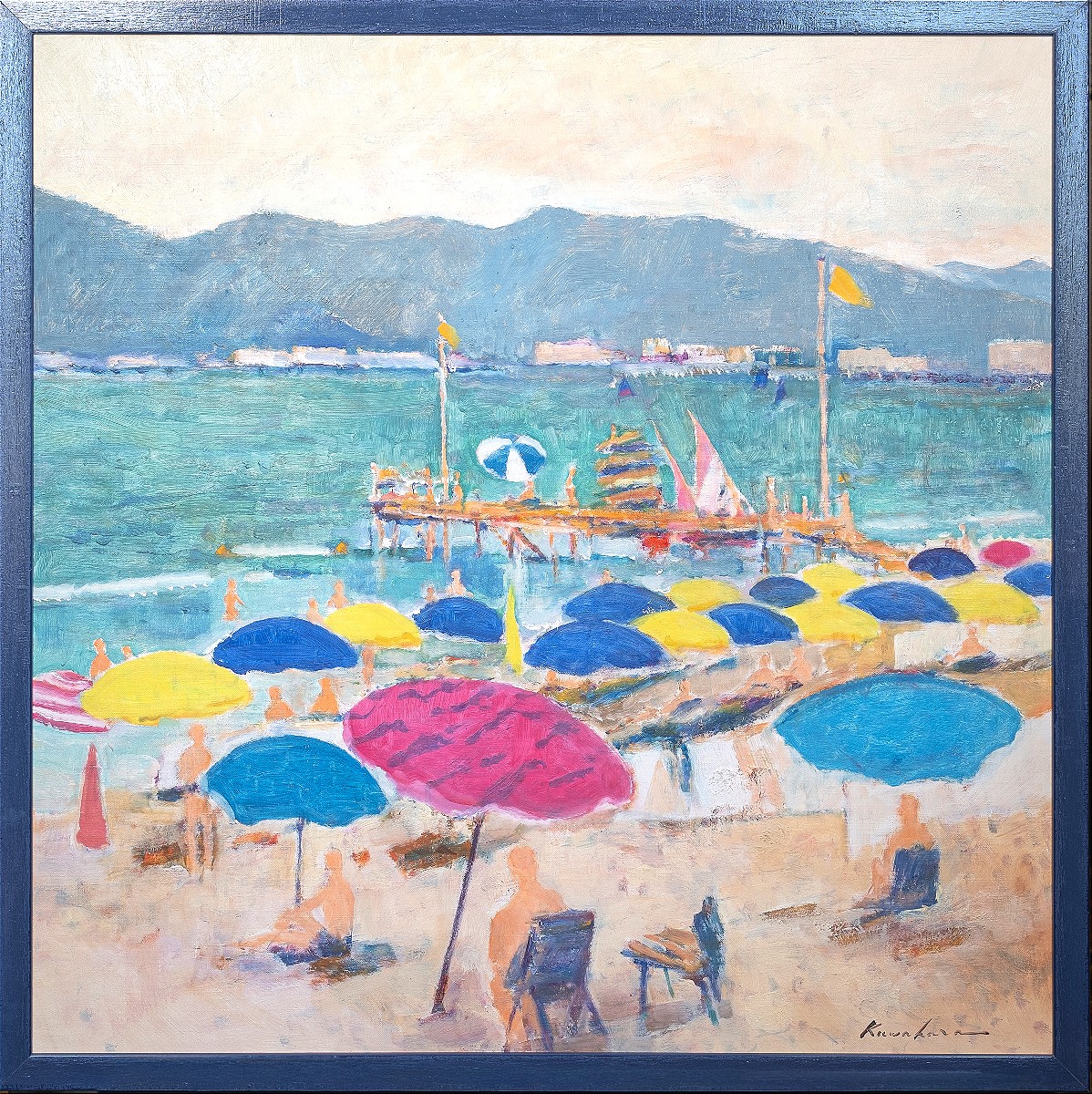 Masaaki Kuwahara (1927-?) - Cannes Beach In Summer