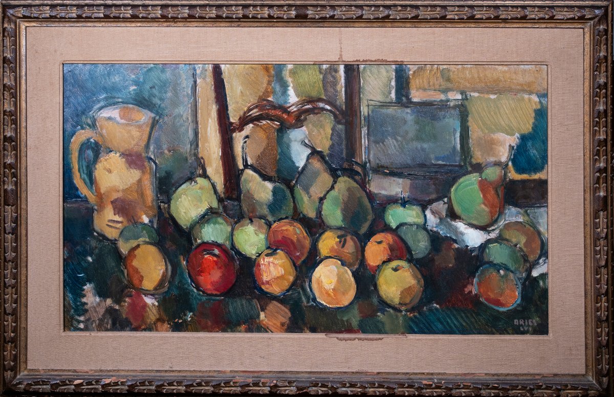 Jean DRIES (1905-1973) - Nature morte "Pommes et poires"-photo-2