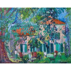 Robert Savary ( 1920-2000) - Sous Les Arbres Au Soleil