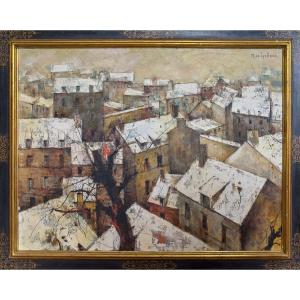 Michel De Gallard ( 1921-2007) - Les toits enneigés 