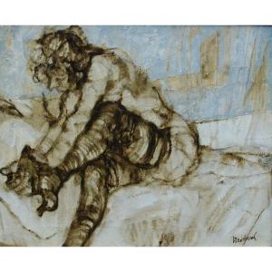 Claude Weisbuch (1927-2014) -  Femme mettant ses bas