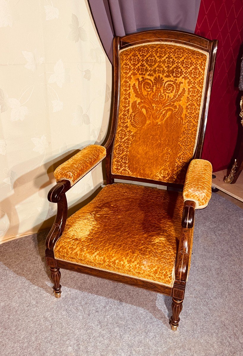 Fauteuil Charles X En Palissandre , XIXe Siècle -photo-8